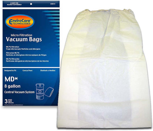 EnviroCare Replacement Micro Filtration Vacuum Cleaner Dust Bags, 3 Pack for 8 Gallon Central Vacuums