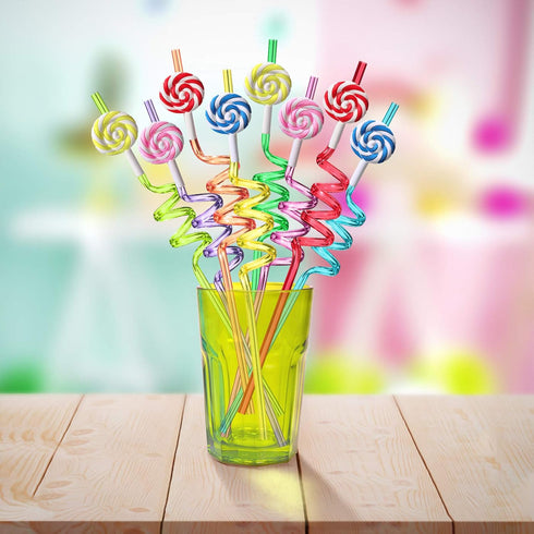 Candyland Party Supplies Drinking Plastic Straws, Reusable 24 for Kids Birthday Party Favors