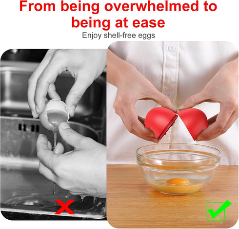 2-Pack) Egg Cracker, Silicone Egg Shell Opener, Cute Egg Shaped Design, Opens Eggs with Ease, A Little Happiness Boost