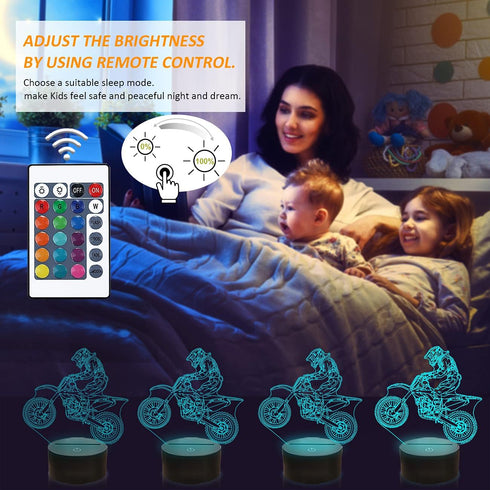 3D 16 4 FULLOSUN Dirt Bike Gifts, Motocross Night Light for Kids for Xmas Holiday Birthday Gifts for Kids Motorcycle