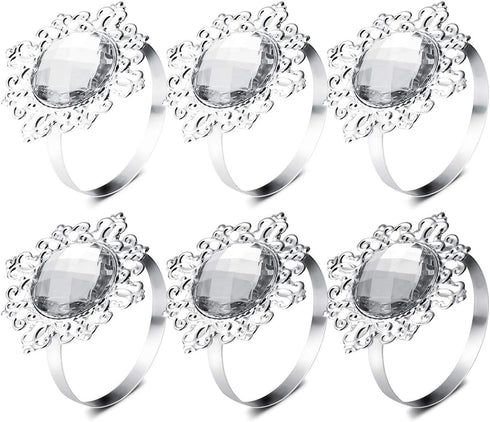 VORCOOL 12pcs Napkin Rings, Napkin Holders for Wedding Banquet Dinner Decoration (Silver)