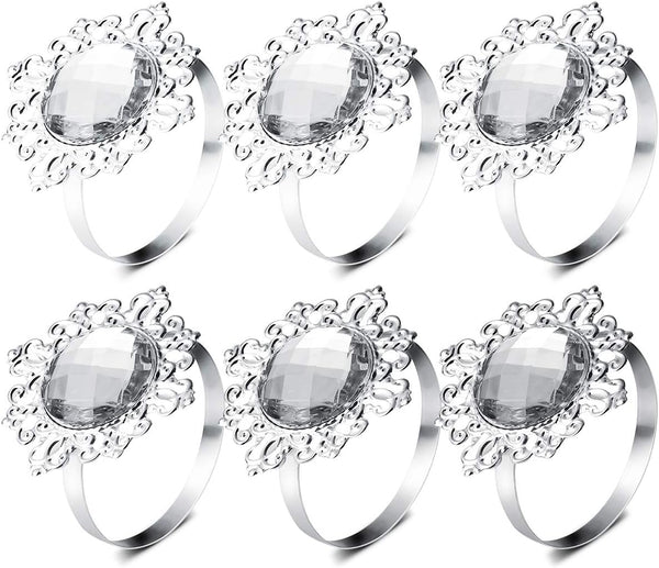 VORCOOL 12pcs Napkin Rings, Napkin Holders for Wedding Banquet Dinner Decoration (Silver)