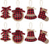 Ivenf Christmas Decorations Indoor Tree Ornaments - 8pcs Red Black Buffalo Plaid Burlap Farmhouse Ornaments for Home