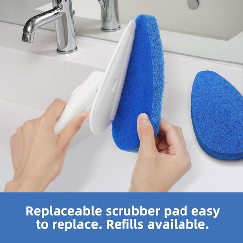 Qaestfy Shower Bathtub Scrubber Brush - 51'' Handle, 5 Non-Scratch Pads, Adjustable Long Handle for Cleaning Shower,