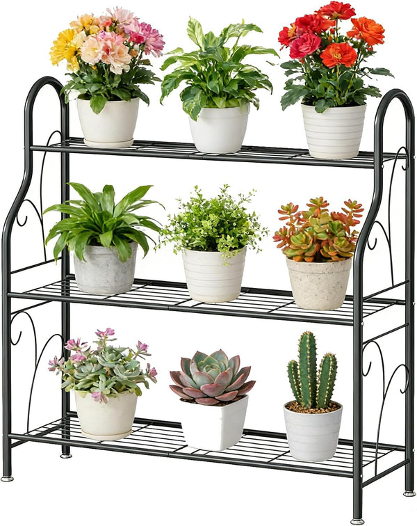 SORCEDAS Plant Stand Indoor Outdoor Plant Shelf 3 Tier Metal Corner Flower