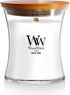 WoodWick Medium Hourglass Candle White Teak Premium Soy Blend Wax Pluswick Innovation Wood Wick Made in USA