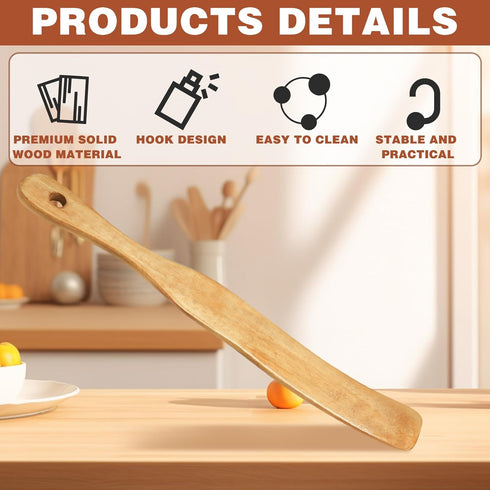 2Pcs Wooden Spatula for Cooking, Sourdough Spurtles Kitchen Tools with Hanging Holes for Dough Stirring
