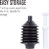 JS Jackson Supplies Professional Bellows Toilet Plunger, High Pressure Power Plunger for Heavy Duty Clogs, White & Black