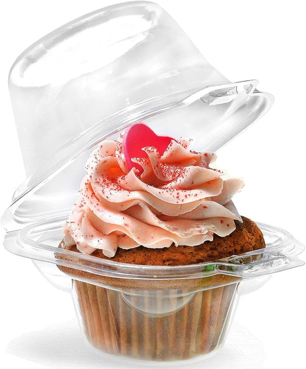 i-CHONY Individual Cupcake Holder - Clear Plastic Dome Single Cupcake Carrier Boxes (50pcs)
