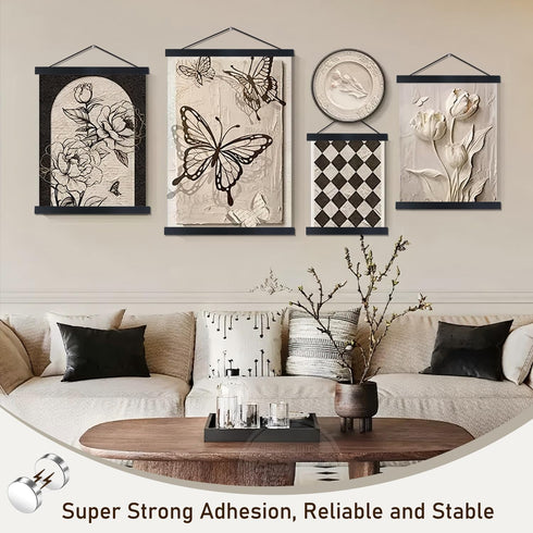 Artmag Magnetic Poster Hanger Frame - 24x36, 24x32, 24x18 Light Wood, Black, 24" Hanging Kit