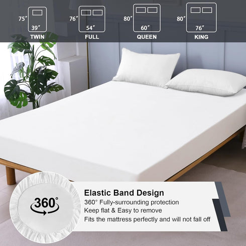 18'', 39'' 75'') Twin Mattress Protector Waterproof, Fitted Sheet Style Breathable Mattress Cover with Deep Pocket Fits
