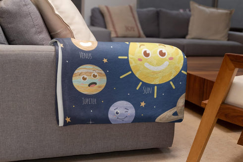 Cozy V1, 30x40) Custom Space Blanket for Kids | Warm Fleece Throw Blanket | Space Room Decor | Plush Blanket | Soft