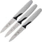 Mercer Culinary M19903 3-Pack Slim Serrated Paring Knives, Black Handle, 3-Inch