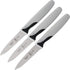 Mercer Culinary M19903 3-Pack Slim Serrated Paring Knives, Black Handle, 3-Inch
