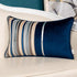 Yangest Navy Blue Striped Patchwork Throw Pillow Cover - Gold Leather Zippered Rectangular Cushion for Sofa, 12x20 Inch