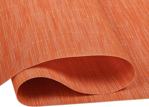 SHACOS Placemats Set of 6, Woven Vinyl Place Mats for Dining Table, Indoor Outdoor Wipe Clean (6, Orange)