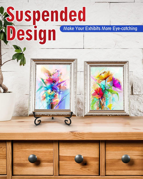 Iron Display Stand 10 Packs, 6 Inches Photo Stand for Display, Black Foldable Easel for Artwork