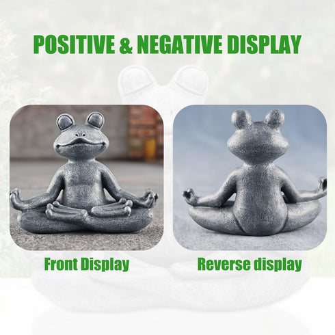 Zen Yoga Frog Meditation Statue - Miniature Slimming Frog Garden Decoration for Lawn and Garden Decor (Premium Gray)
