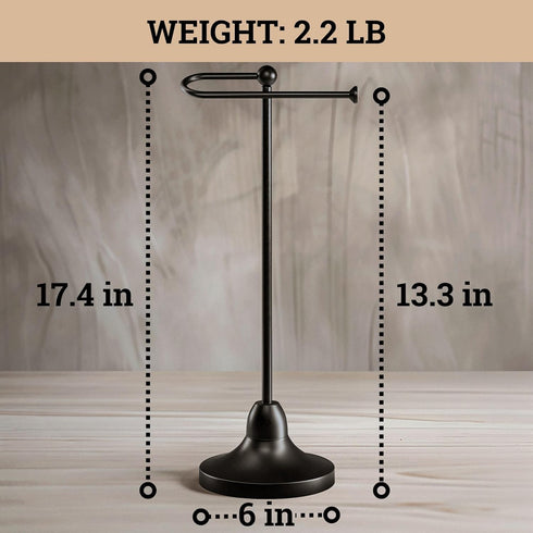 Countertop 17 Inch Counter Hand Towel Holder for Bathroom - Tall Black Free-Standing Hand Towel Stand for Bathroom