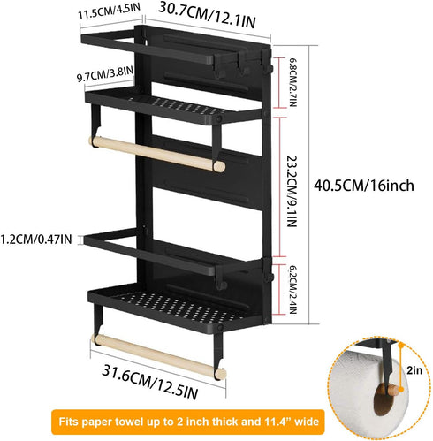 Rack,4 2 5 EASTTOWEST Magnetic Spice Tier Kitchen Magnetic Shelf for Refrigerator Fridge Organizer with Paper Towel
