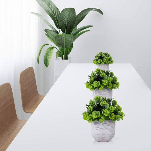 Artificial Lysimachia Plants in Ceramic Planter, Cute Fake Succulent Flowers for Home Office Table Desk Decor, Living