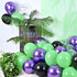 52 12 Inch Purple and Green Balloons, PCS Metallic Chrome Purple Light Green Black Latex Balloons with Black Green