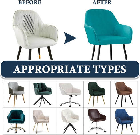 2PCS) Velvet Curved Back Dining Room Chair Covers with Arms Stretch Swivel Bar Stool Chair Slipcover with Armrest