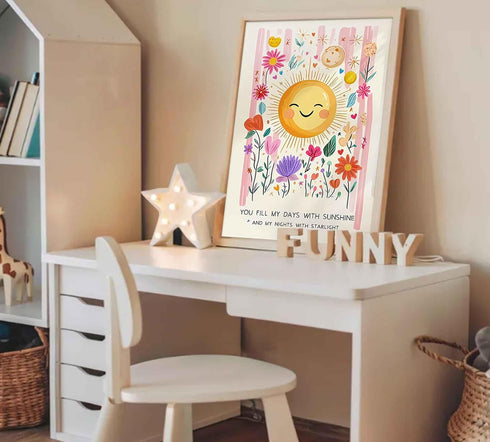 12x16inch Wildflower Nursery Wall Art Boho Sun Floral Botanical Wall Decor You Fill My Days With Sunshine Painting