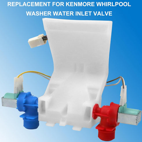 (5 Years Warranty) Washer Water Inlet Valve W10140911 W10144820 Replacement for Kenmore, Amana, Whirlpool Water Inlet Valve, Replace W10311458, WPW10144820, W10140914 Washing Machine Replacement Parts