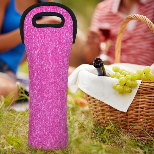Pink Insulated Wine Carrier Tote - 1 Bottle Wine Cooler Bag with Handles for Travel