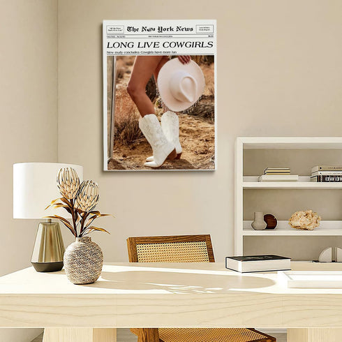 Generic Country 12x16in Coastal Cowgirl Wall Art Newspaper Print - Vintage Black and White News Poster - Neutral