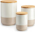 vancasso Sabine Ceramic Canister Set with Airtight Wood Lids - 3-Piece Kitchen
