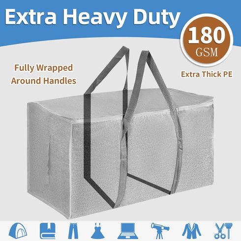 SummitFlare 8 Pack-Extra Large Heavy Duty Moving Bags - Waterproof Storage Totes with Handles & Zippers, Foldable