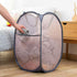 Larpur 2 Pcs Popup Mesh Laundry Baskets, Collapsible Portable Clothes Hampers with Reinforced Carry Handles, Gray