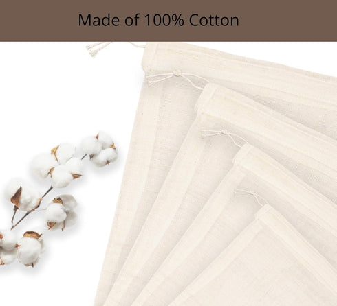 Set 2-4x6 Inch PurpleEssences Ultra-Dense Unbleached Cotton Nut Milk & Filter Bags Reusable Cheesecloth Drawstring