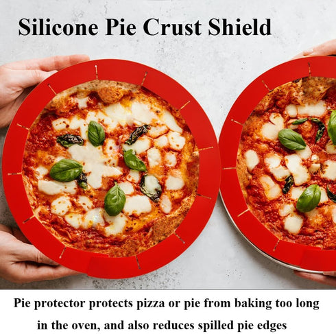Adjustable Silicone Pie Crust Shields Baking Protectors Cover Ring Fits 8-11.4 Inch Pies Baking Pie Crust Shield Protector Cover for Edges (Red-1Pcs), LYRAIN-119 by Generic