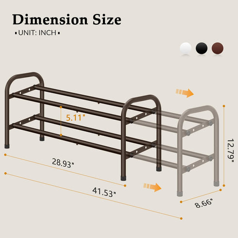 2 Closet, 28 42, Closet, 12 Gewudraw Tier Shoe Organizer, Shoe Rack for Metal Shelf Can Expandable to for Bedroom