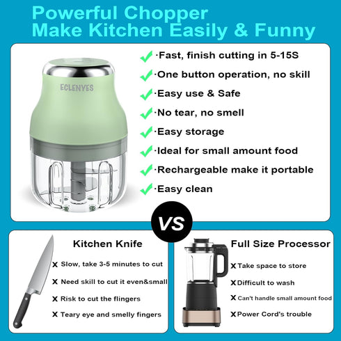 Electric Garlic Chopper, 250ML Mini Portable Veggie Chopper, Wireless Food Processor for Garlic, Onion, Green