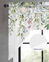 Watercolor Spring Floral Swag Valances for Kitchen Window, Eucalyptus Leaves Flowers Drapes 56x36 Inch