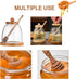 ASTRQLE 16.7 Oz Glass Honey Jar with Dipper and bamboo Lid Honey Pot Honey Container Holder Syrup Dispenser for Home