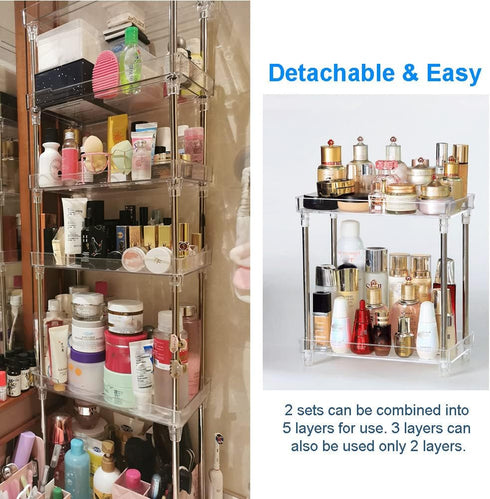 QIYUSHRY Countertop 3 Bathroom Organizer Storage Clear Tier Skincare Organizer Acrylic Corner Shelf Rack Stand