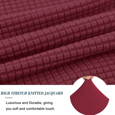 ANWUCHEN Stretch Knitted Jacquard Ottoman Cover - Soft Slipcover for Square Storage Ottoman - Thick Foot Stool Cover