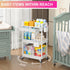 3 2 Goovilla Tier Rolling Utility Cart Organizer with Removable Drawer, Stable and Sturdy White Rolling Storage Carts