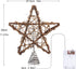 LAWOHO 10-inch Rustic Brown Rattan Christmas Tree Topper Star with 10 Warm White Lights and Timer Functions