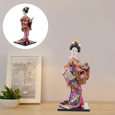 VOSAREA 12-Inch Hand-Painted Japanese Geisha Doll Figurine