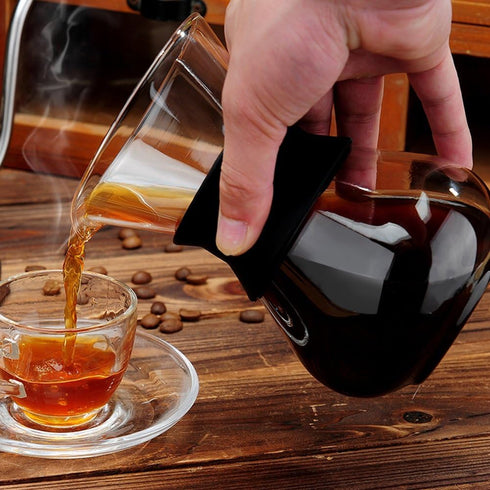 Zopsc 400ml Manual Hand Drip Glass Coffee Maker Pot with Stainless Steel Filter, Tick Marks, Fine Mesh, Suitable for