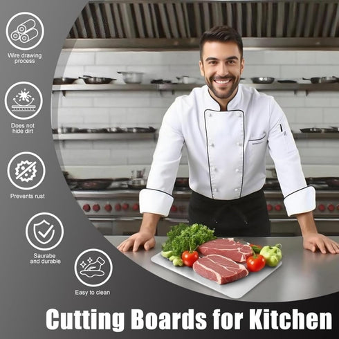 2026 100% 15.3"x11" Titanium Cutting Board - New Pure Titanium Cutting Boards, Food-Grade,Non-Slip Surface, Dishwasher