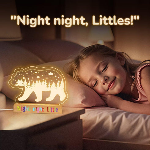 Personalized Night Light for Baby Kids, Custom DIY Name Bear Led Lamp for Girls Boys, Customized Name Night Lights Gift