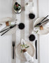 Solino Home Linen Table Runner 36 Inches - Cabana Stripe 100% Pure Linen Natural and White Table Runner 14 x 36 Inch