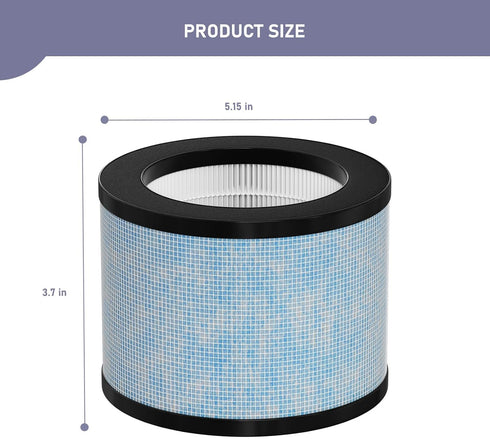 DH-JH01 True HEPA Replacement Filter for AROEVE MK01 MK06 MG01JH, TZ-K1 and Kloudi DH-JH01 Air Cleaner, Pack of 2